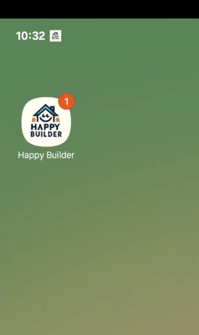 Икона на приложението Happy Builder с известие за клиент